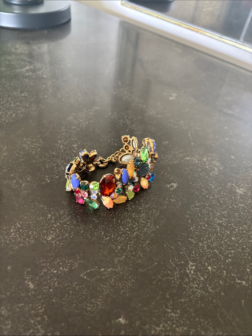 J. Crew Multicolor Crystal Cluster Bracelet in Gold-Tone
